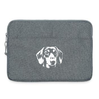 Treues Dackel Porträt Schwarz Weiß - Laptoptasche 15" - Grau meliert - Vorne