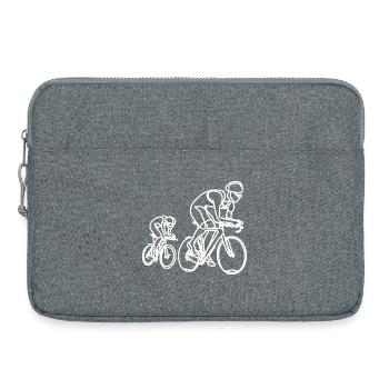 Dessin cycliste - Sacoche pour ordinateur portable 15 pouces - gris chiné - Devant