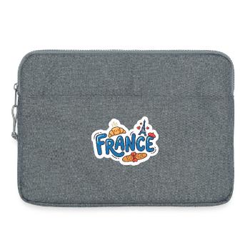 Sticker France Kawaii Croissant Paris - Sacoche pour ordinateur portable 15 pouces - gris chiné - Devant