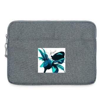 Teal Magic Flower Print - Laptop bag 15" - heather grey - Front