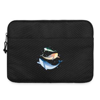 three brightly colored shimmering whales in the ocean - Laptop bag 15" - black - Front