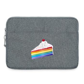 Morceau de gâteau arc-en-ciel à la crème et à la cerise - Sacoche pour ordinateur portable 15 pouces - gris chiné - Devant