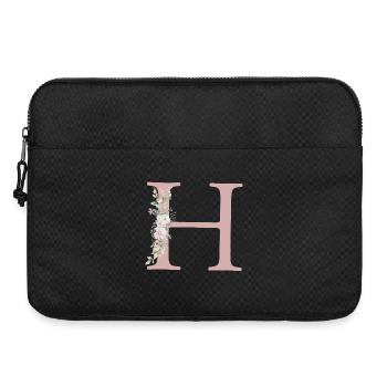 H Monogramme, Floral, Personnalisable - Sacoche pour ordinateur portable 15 pouces - noir - Devant