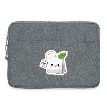 Illustration de sachet de tisane kawaii - Sacoche pour ordinateur portable 15 pouces - gris chiné - Devant