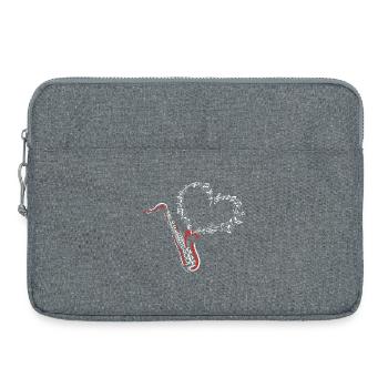 Saxofon Musikliebe Herz - Laptoptasche 15" - Grau meliert - Vorne
