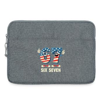 US Flag 67 Memes Six Seven - Sacoche pour ordinateur portable 15 pouces - gris chiné - Devant