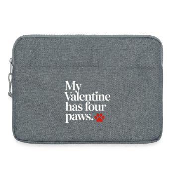 Mon Valentine a un t-shirt Four Paws – Mignon Amant des animaux de compagnie - Sacoche pour ordinateur portable 15 pouces - gris chiné - Devant