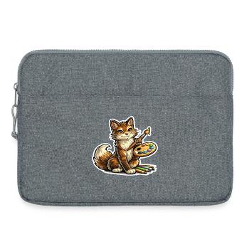 Katzenkünstler Pinselpoesie - Laptoptasche 15" - Grau meliert - Vorne