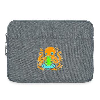Orange Octopus Pop Art with Vase - Laptop bag 15" - heather grey - Front