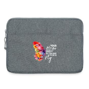 Graphique inspirant de fan papillon - Sacoche pour ordinateur portable 15 pouces - gris chiné - Devant