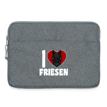 Ich liebe Friesen - Pferdeherz - Laptoptasche 15" - Grau meliert - Vorne