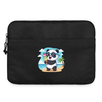 Panda am Strand mit Eiscreme - Laptop bag 15" - black - Front