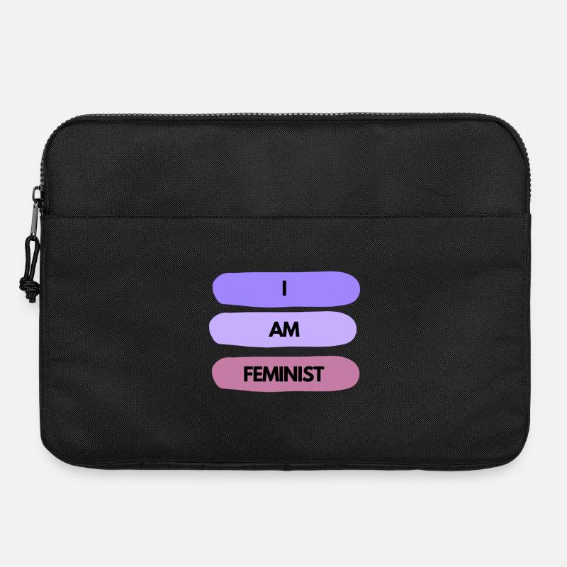 💜✊ I AM FEMINIST – Statement Shirt - Laptoptasche 15" - Schwarz