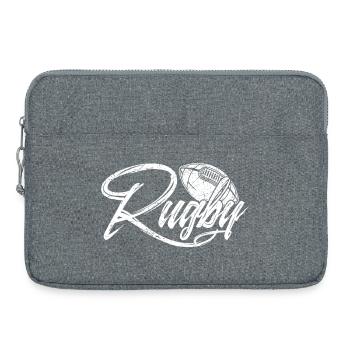 Conception typographique dynamique sur le thème du ballon de rugby - Sacoche pour ordinateur portable 15 pouces - gris chiné - Devant