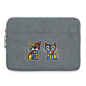 Illustration cubiste d’un chat et d’un chien - Sacoche pour ordinateur portable 15 pouces - gris chiné - Devant