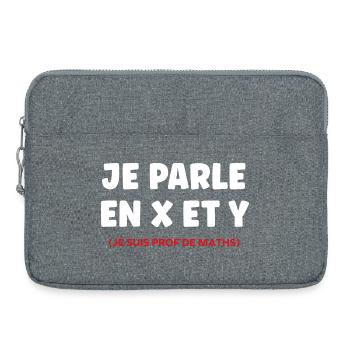 Je Parle en X et Y — Prof de Maths - Sacoche pour ordinateur portable 15 pouces - gris chiné - Devant