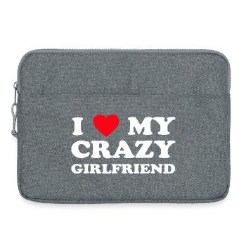 J’aime ma copine folle - Sacoche pour ordinateur portable 15 pouces - gris chiné - Devant