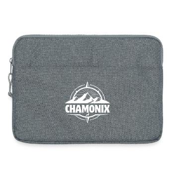 Chamonix, station de ski, piste de ski - Sacoche pour ordinateur portable 15 pouces - gris chiné - Devant