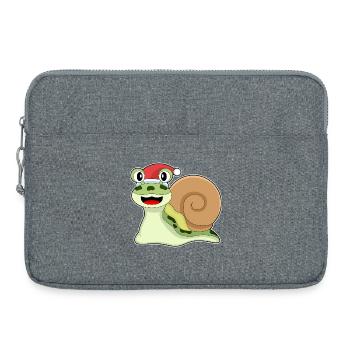 Chapeau de père Noël escargot - Sacoche pour ordinateur portable 15 pouces - gris chiné - Devant