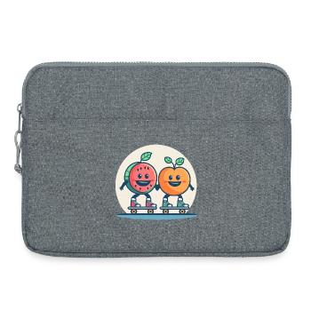 Roller skateboard du fun et des fruits - Sacoche pour ordinateur portable 15 pouces - gris chiné - Devant