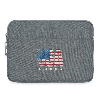 USA Flag Grunge – 4th of July Typography Design - Laptop bag 15" - heather grey - Front