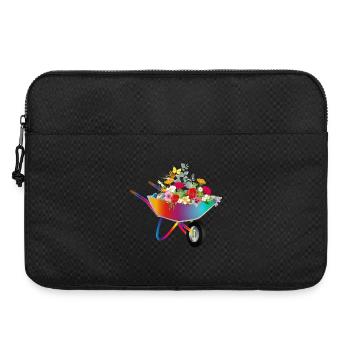 Bunte Schubkarre mit Blumenpracht - Laptoptasche 15" - Schwarz - Vorne