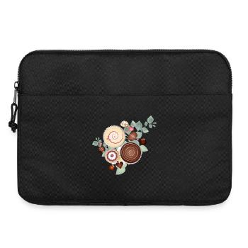 Noble praline motif between delicate foliage - Laptop bag 15" - black - Front