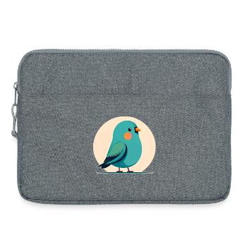 Kleiner grün-blauer Vogel - Laptoptasche 15" - Grau meliert - Vorne