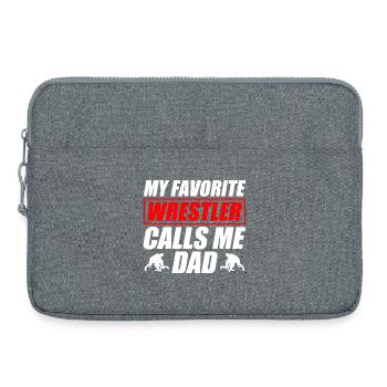 Mon catcheur préféré : Papa drôle de catch - Sacoche pour ordinateur portable 15 pouces - gris chiné - Devant