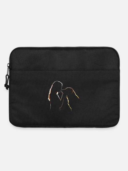 Dessin de traits de Dog Love - Sacoche pour ordinateur portable 15 pouces - noir