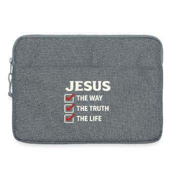 Verset biblique de Jésus, La voie de la vérité, la vie - Sacoche pour ordinateur portable 15 pouces - gris chiné - Devant