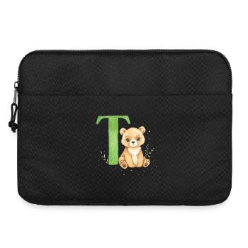Ours en peluche avec la lettre verte T - Sacoche pour ordinateur portable 15 pouces - noir - Devant