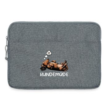 Hundemüde Langhaardackel Dackel Dackelhalter  - Laptoptasche 15" - Grau meliert - Vorne