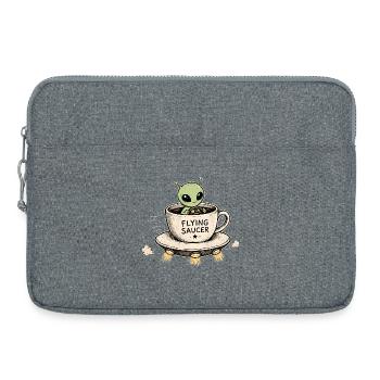 Extraterrestre mignon dans une tasse à café soucoupe volante - Sacoche pour ordinateur portable 15 pouces - gris chiné - Devant