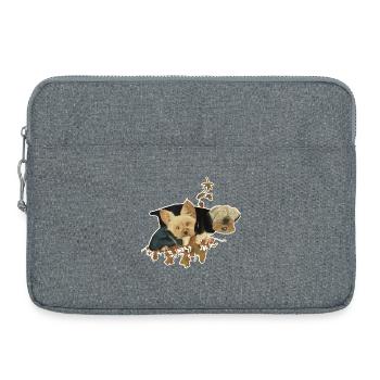 Yorkshire dogs in autumn leaves - Laptop bag 15" - heather grey - Front