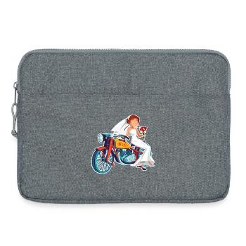 Mariée sur une moto. Cadeau de mariage pour motard - Sacoche pour ordinateur portable 15 pouces - gris chiné - Devant