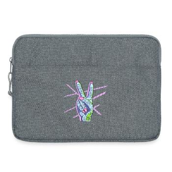 Peace Zeichen Victory Symbol Frau - Laptoptasche 15" - Grau meliert - Vorne