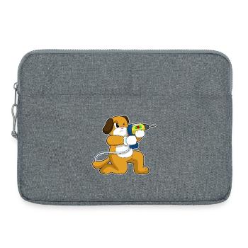 Hund Handwerker Bohrmaschine Handwerk - Laptoptasche 15" - Grau meliert - Vorne
