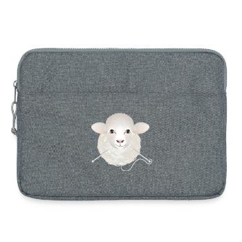 Drôle de mouton avec des pelotes de laine et des aiguilles à tricoter - Sacoche pour ordinateur portable 15 pouces - gris chiné - Devant