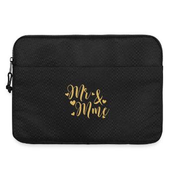 Mr And Mme script doré - Sacoche pour ordinateur portable 15 pouces - noir - Devant