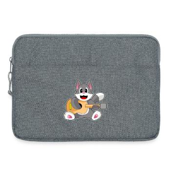 Katze Musiker Gitarre Musik - Laptoptasche 15" - Grau meliert - Vorne