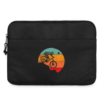 Silhouette de cycliste rétro au coucher du soleil - Sacoche pour ordinateur portable 15 pouces - noir - Devant