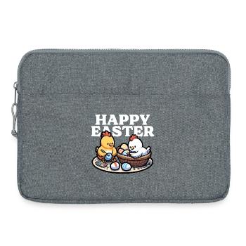 Frohe Ostern – Süße Küken bemalen Ostereier - Laptoptasche 15" - Grau meliert - Vorne