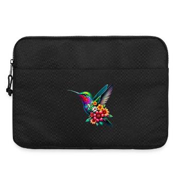 Colibri décoré de fleurs - Sacoche pour ordinateur portable 15 pouces - noir - Devant