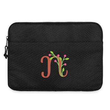 Elegant letter 'N' with flowers - Sacoche pour ordinateur portable 15 pouces - noir - Devant