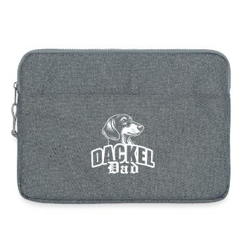 « Teckel papa » avec tête de chien - Sacoche pour ordinateur portable 15 pouces - gris chiné - Devant