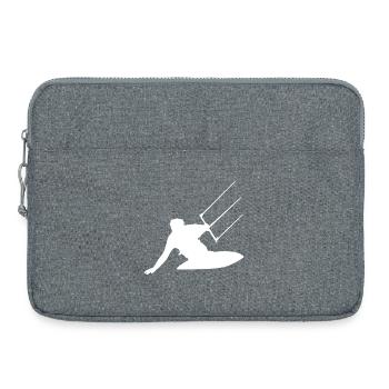 Kitesurfer Silhouette Sea Waves Adventure - Laptop bag 15" - heather grey - Front
