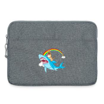 Berger allemand chevauchant un requin - Sacoche pour ordinateur portable 15 pouces - gris chiné - Devant