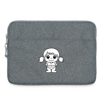 Fillette Poupée Line Art - Sacoche pour ordinateur portable 15 pouces - gris chiné - Devant