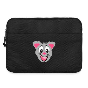 Gray Kawaii Cat Cartoon Face - Laptop bag 15" - black - Front